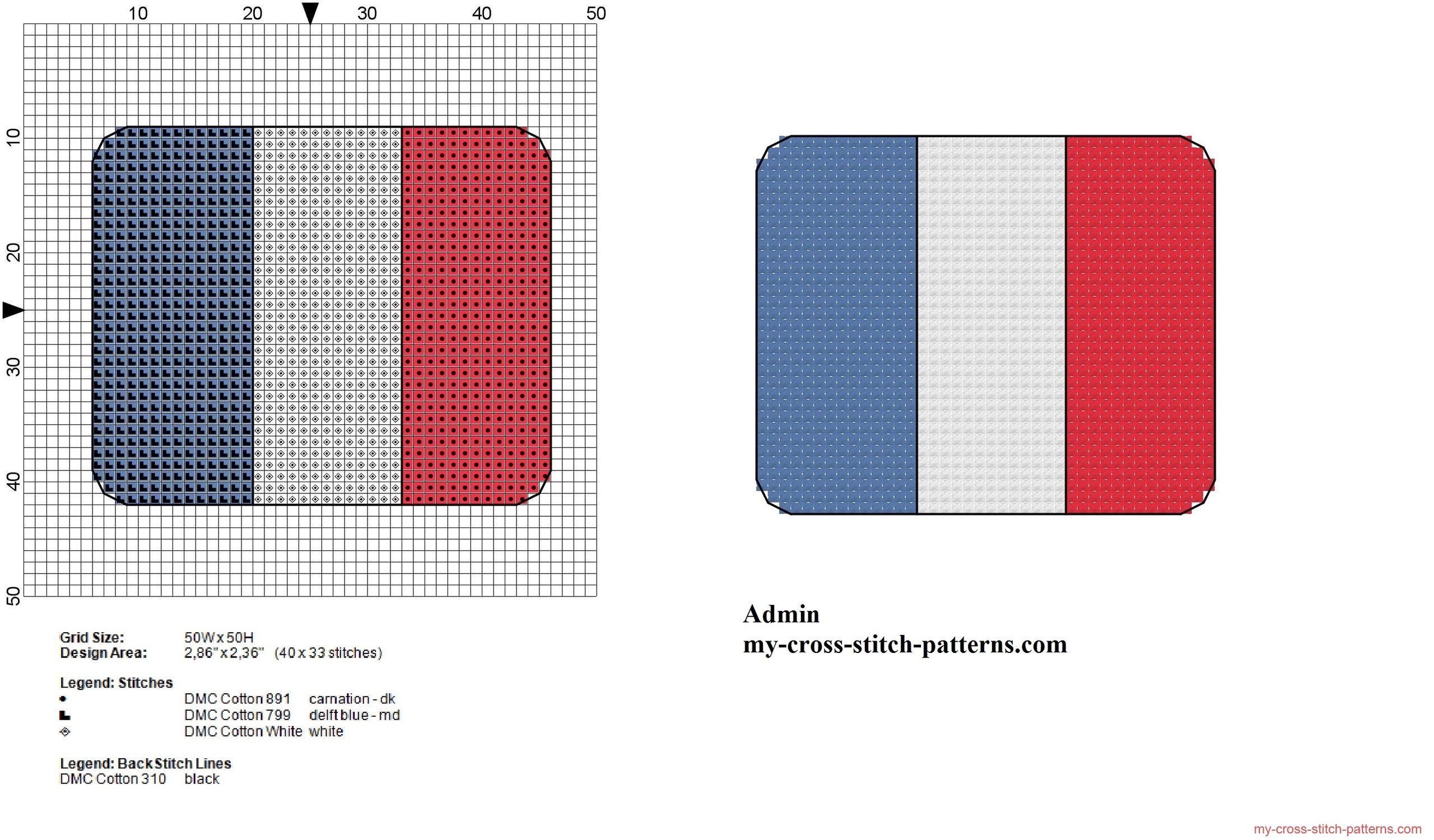 small_france_flag_free_cross_stitch_pattern