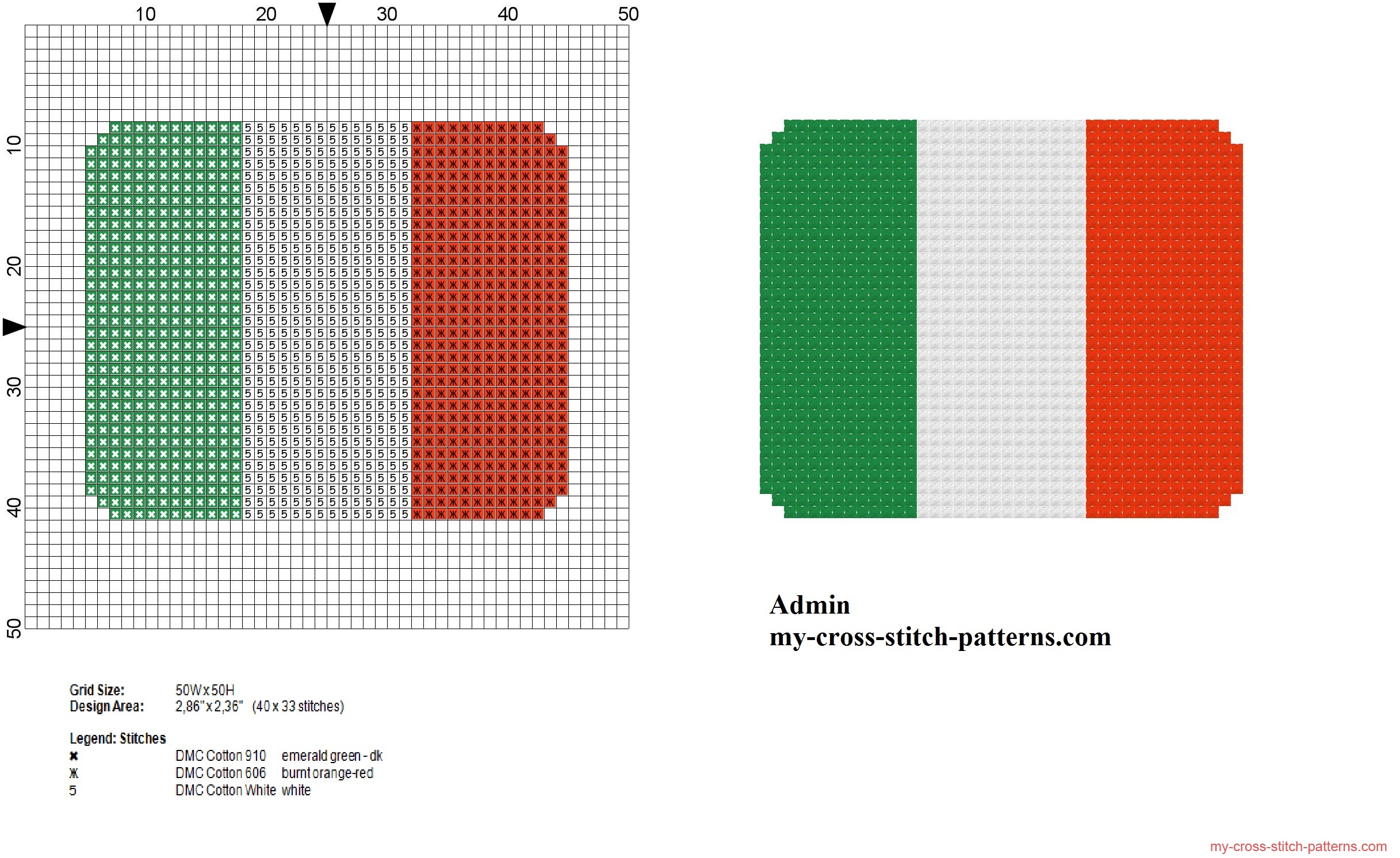 small_italy_flag_free_cross_stitch_pattern