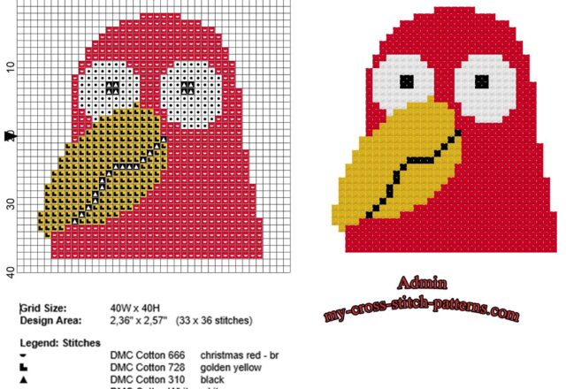 small_red_parrot_face_cross_stitch_pattern_in_40_stitches_size
