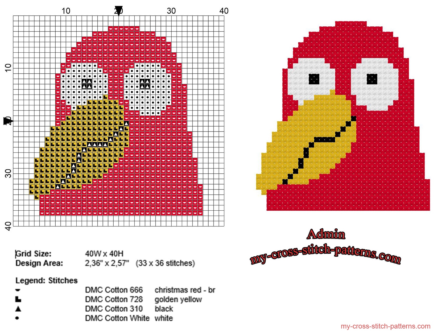 small_red_parrot_face_cross_stitch_pattern_in_40_stitches_size