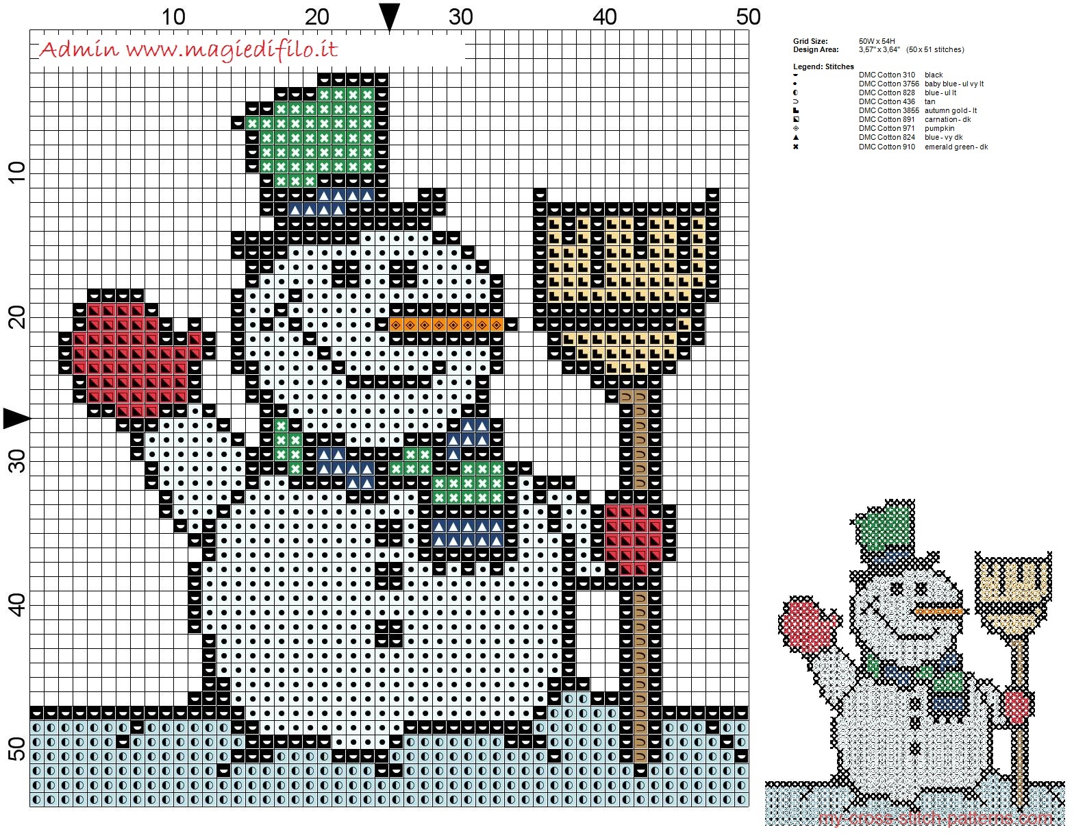 small_snowman_cross_stitch_pattern_free_50x51_stitches