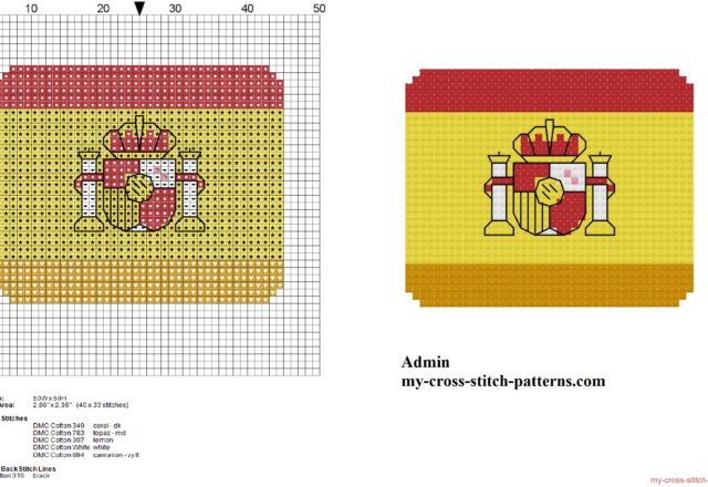 small_spain_flag_free_cross_stitch_pattern