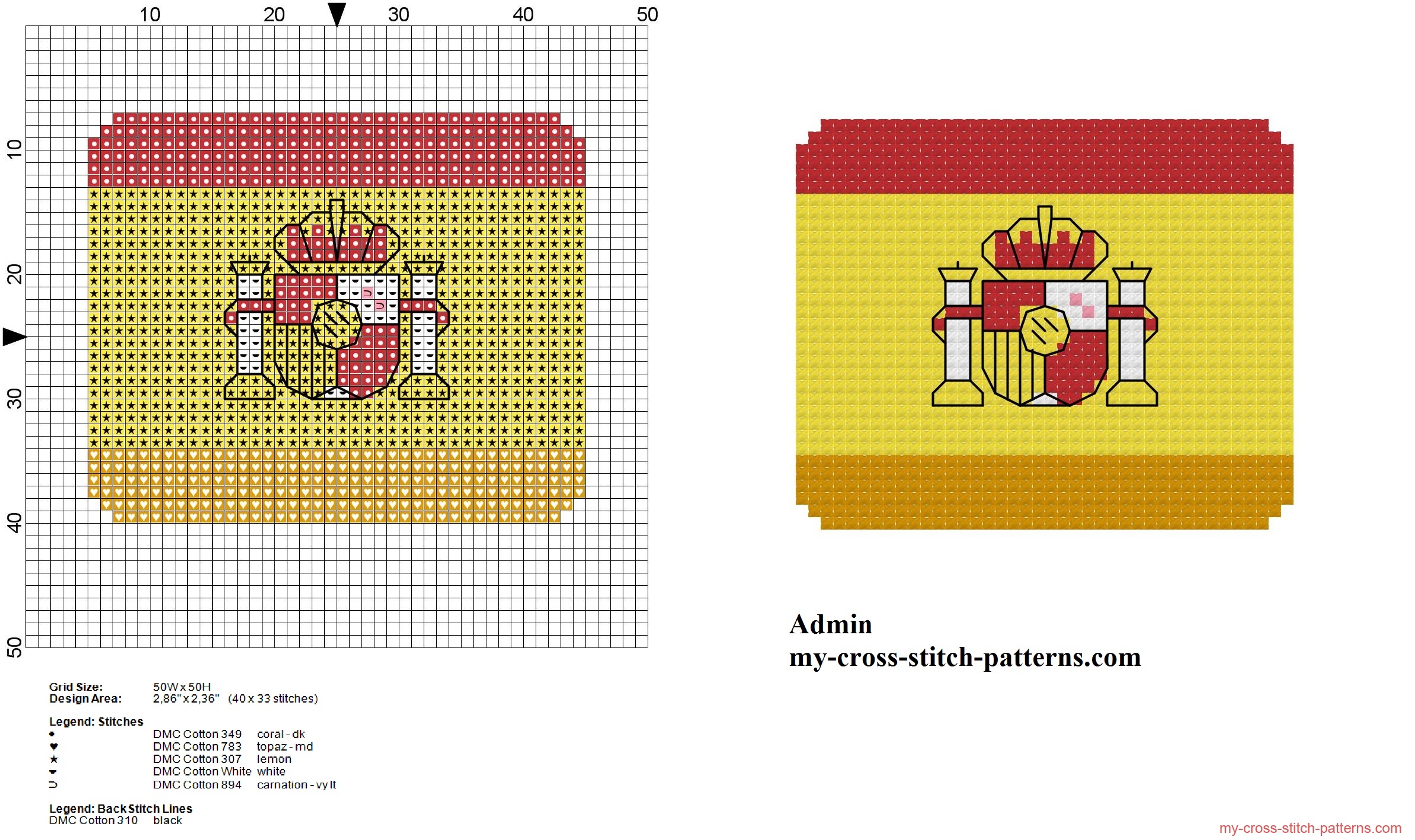 small_spain_flag_free_cross_stitch_pattern