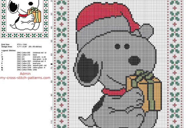 snoopy_santa_claus_free_christmas_cross_stitch_pattern_of_cartoon_peanuts