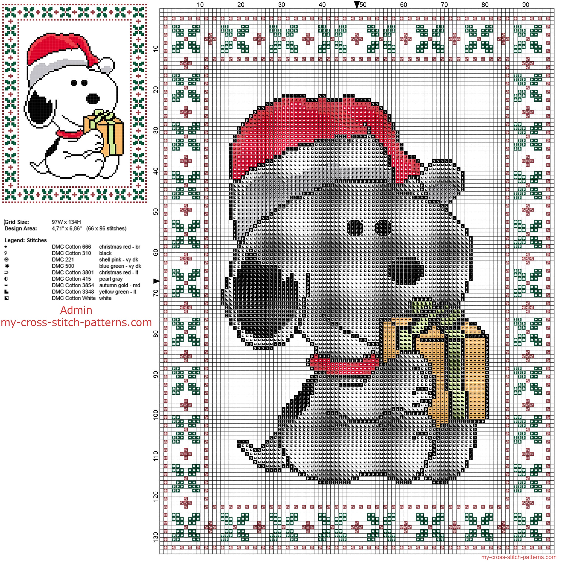 snoopy_santa_claus_free_christmas_cross_stitch_pattern_of_cartoon_peanuts