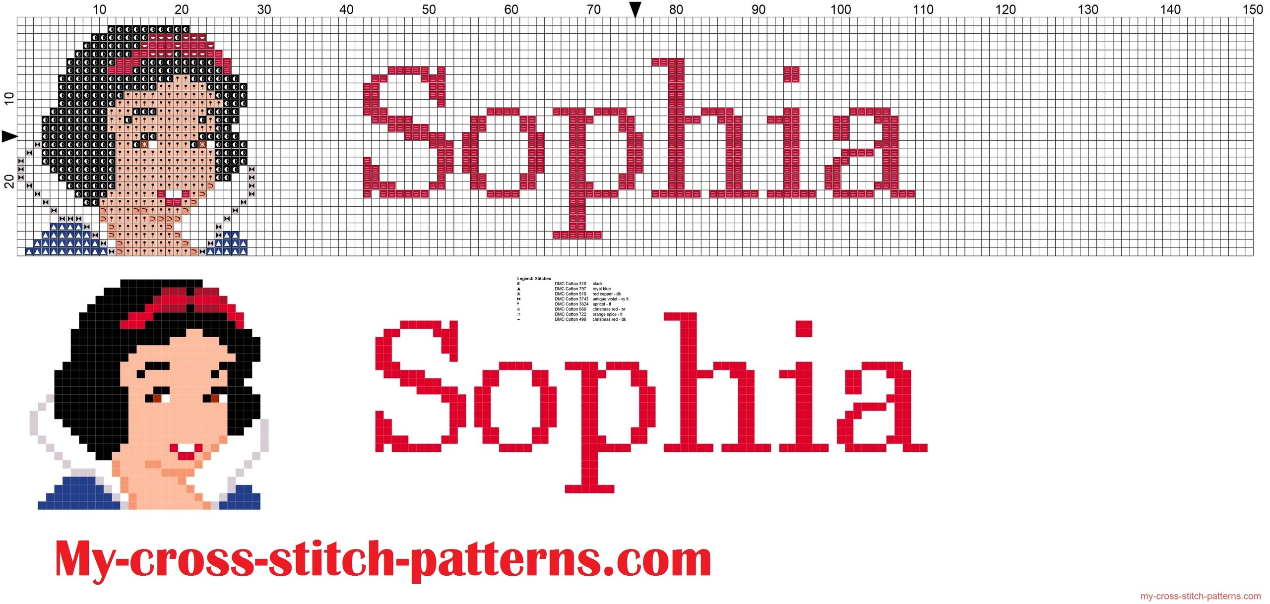 sophia_cross_stitch_pattern_name_with_disney_princess_white_snow