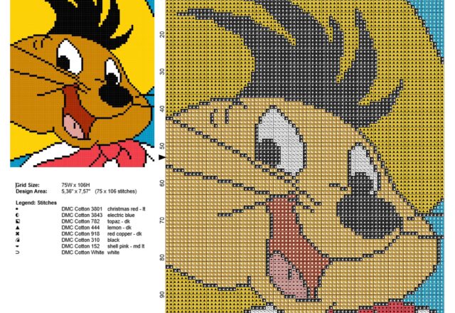 speedy_gonzales_looney_tunes_character_in_a_colored_tile_free_cross_stitch_pattern