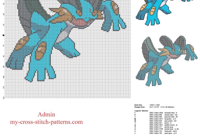 swampert_pokemon_third_generation_pokedex_number_260_free_cross_stitch_pattern