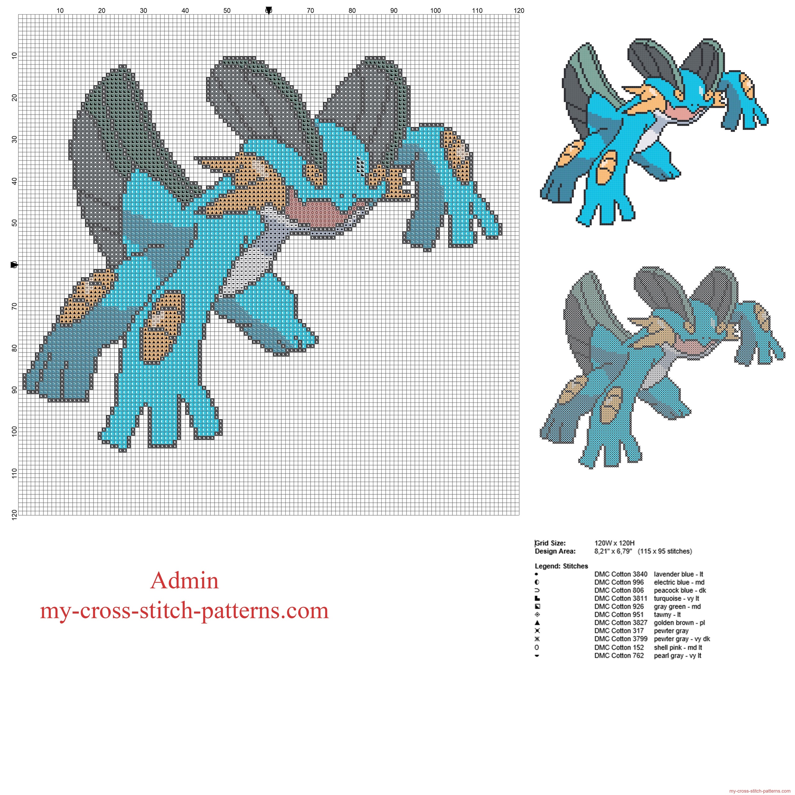 swampert_pokemon_third_generation_pokedex_number_260_free_cross_stitch_pattern