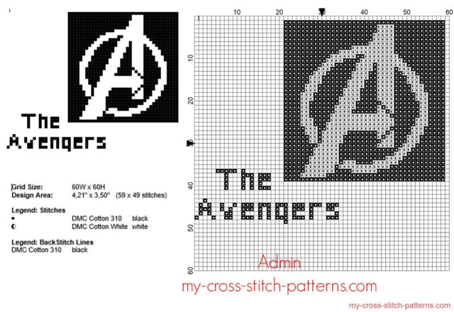 the_avengers_superheroes_logo_free_cross_stitch_pattern_59_x_49_stitches_2_dmc_threads