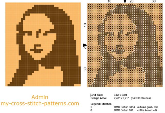 the_mona_lisa_free_cross_stitch_pattern_small_size_and_monochrome