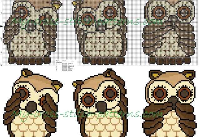 thun_owls_i_do_not_see_i_can_not_hear_i_do_not_talk_free_cross_stitch_pattern_149x60