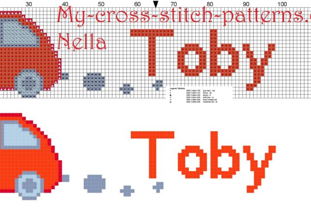 toby_name_with_toy_car_cross_stitch_patterns