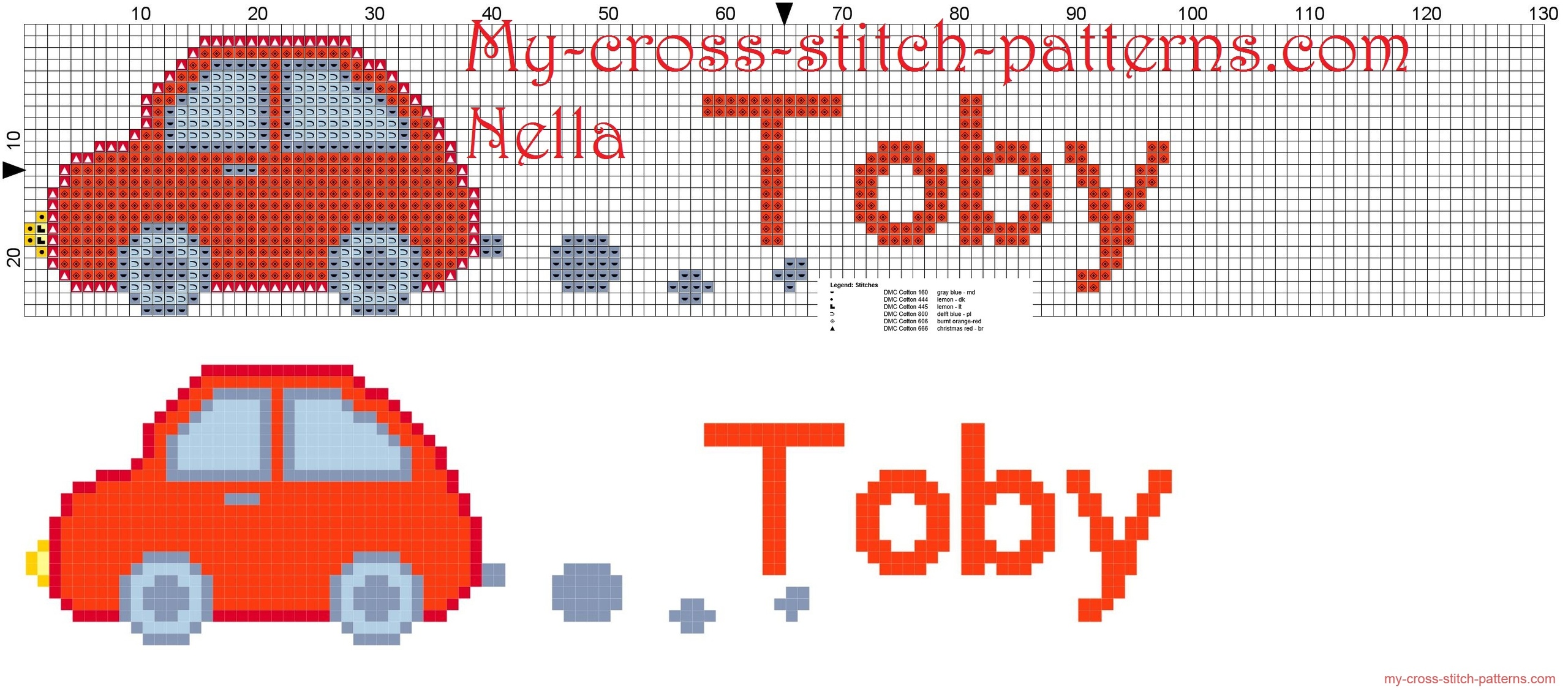 toby_name_with_toy_car_cross_stitch_patterns