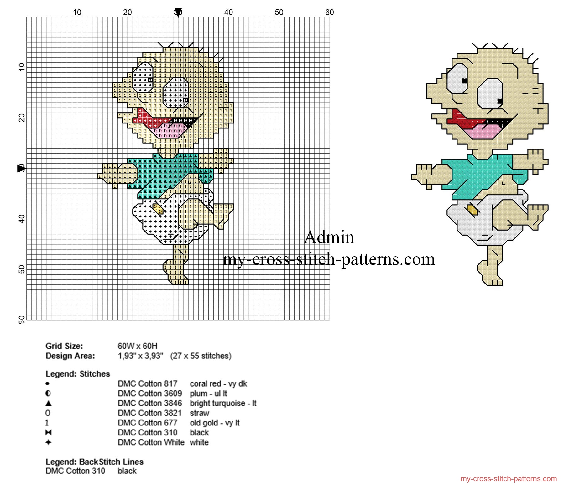 tommy_pickles_rugrats_cross_stitch_pattern_baby_bib_idea