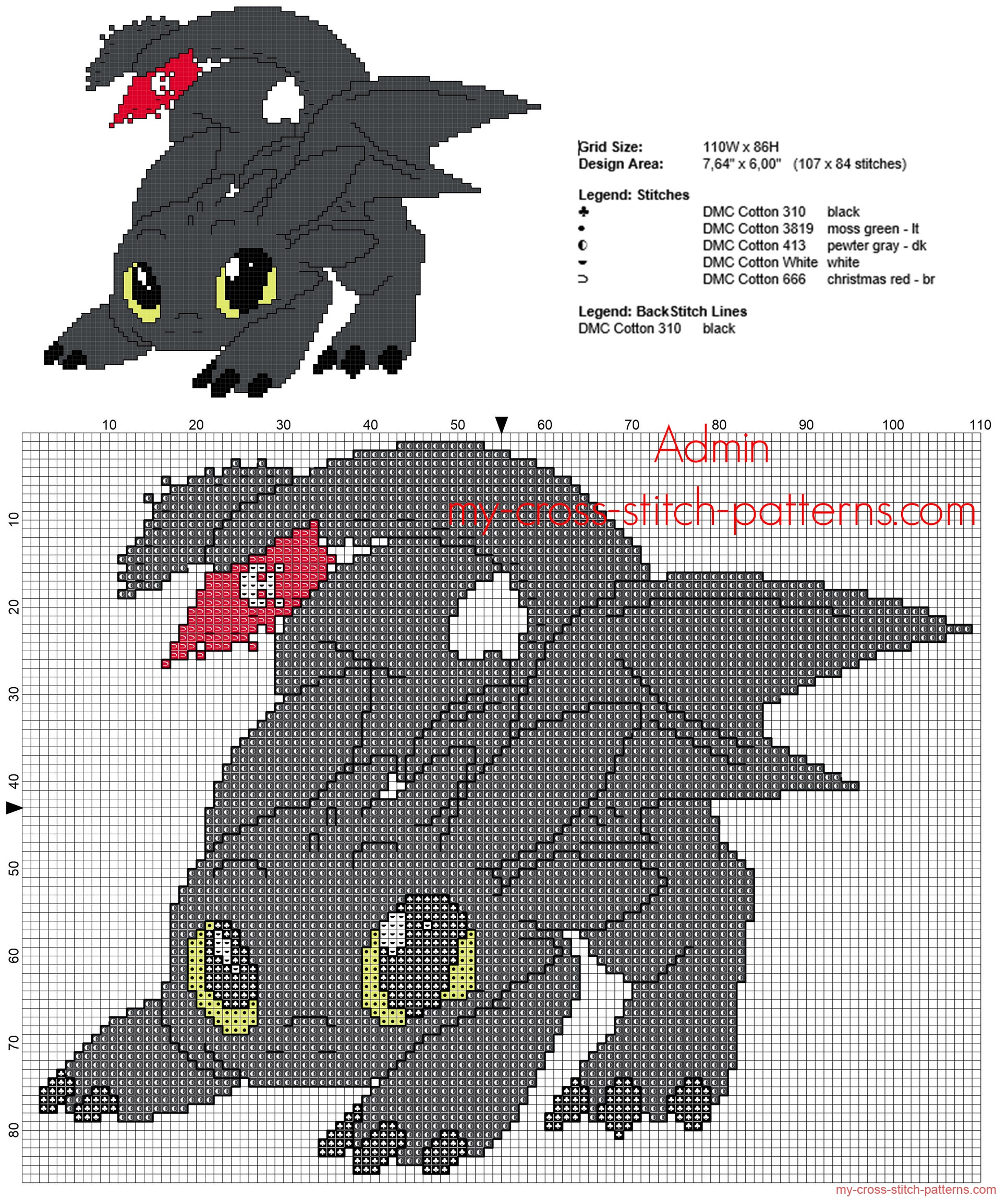 toothless_dragon_cartoon_dragon_trainer_how_to_train_your_dragon_cross_stitch_pattern_back_stitch