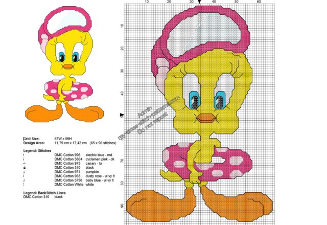 tweety_bird_at_the_sea_free_cross_stitch_pattern