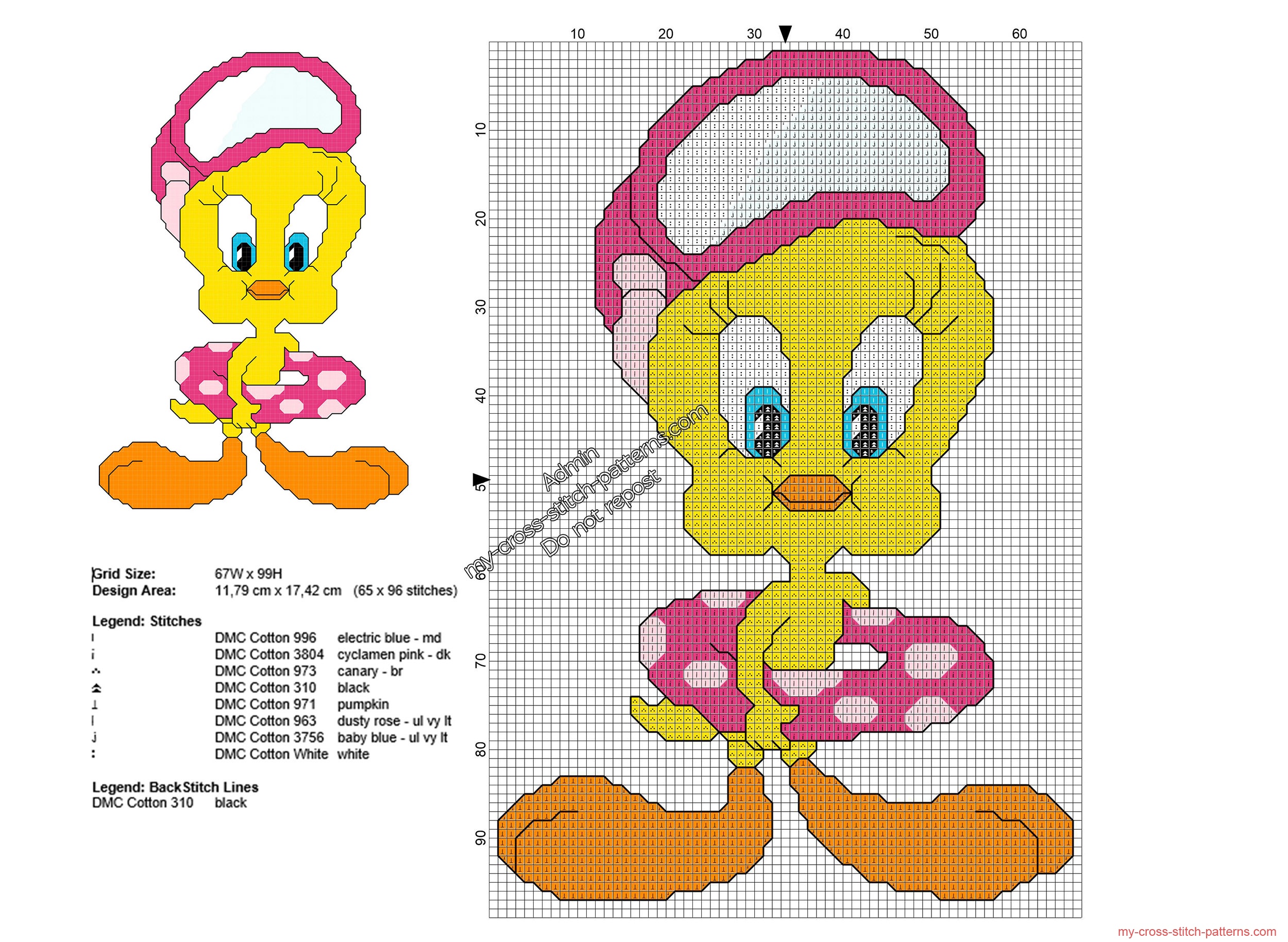 tweety_bird_at_the_sea_free_cross_stitch_pattern