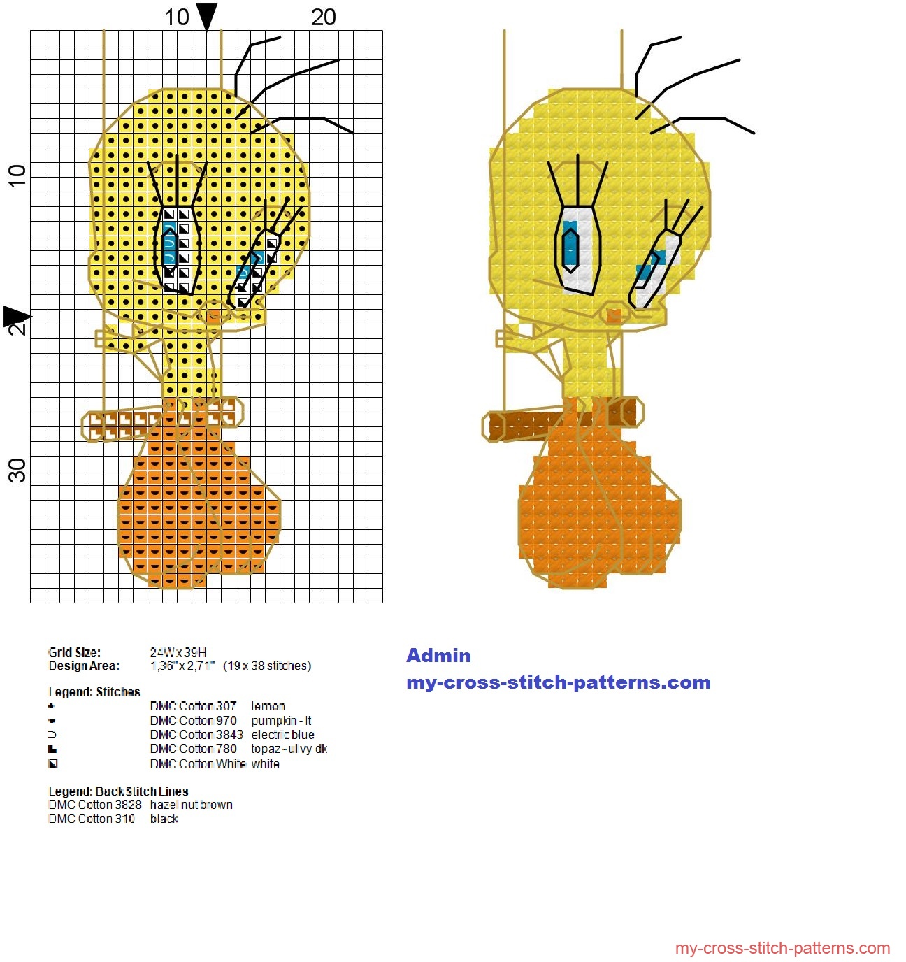 tweety_on_the_swing_looney_tunes_cross_stitch_pattern_height_40