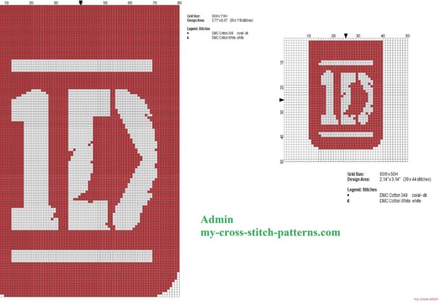 two_cross_stitch_patterns_of_band_one_direction_logos
