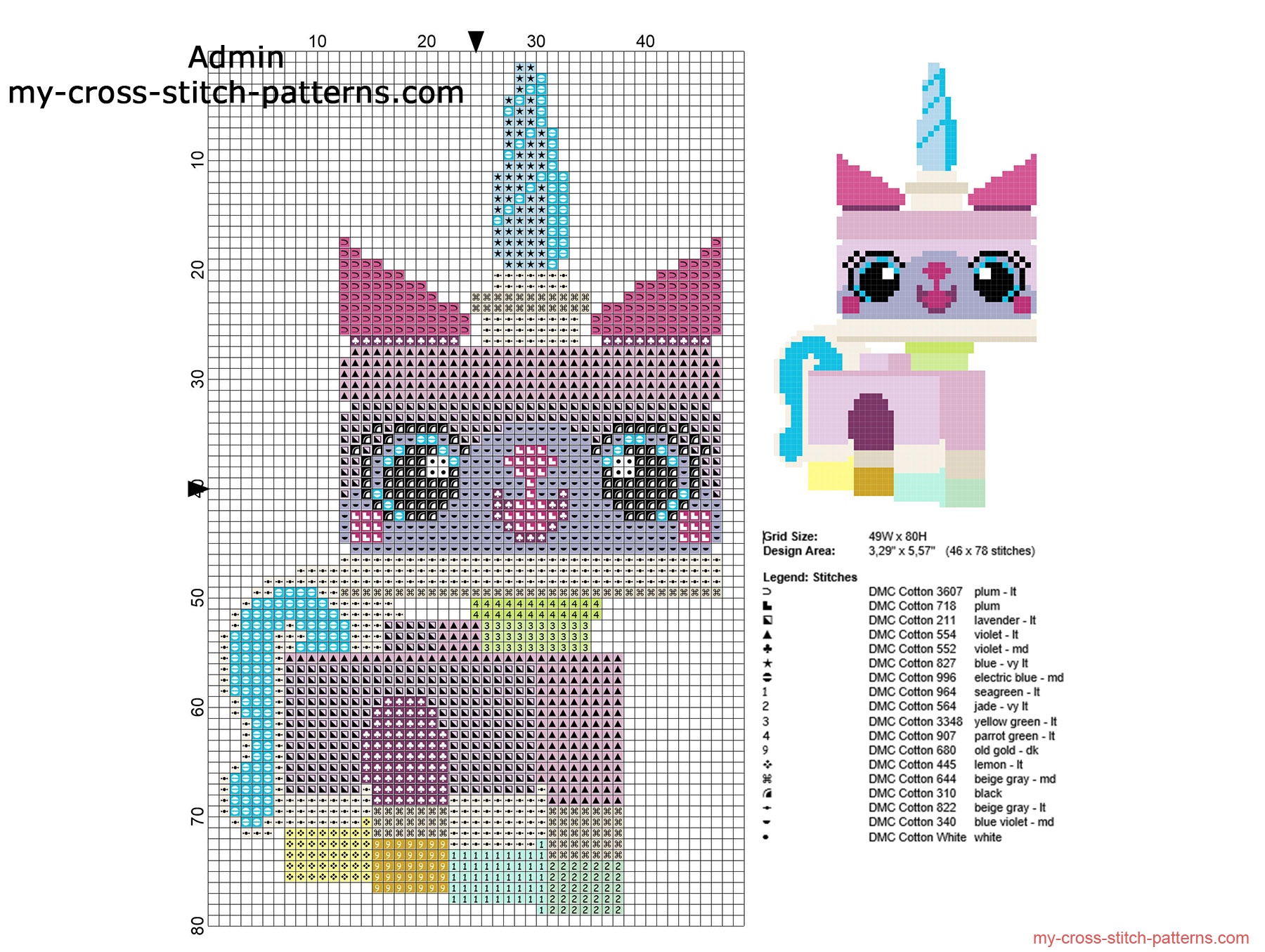 unikitty_the_lego_movie_character_free_cross_stitch_pattern