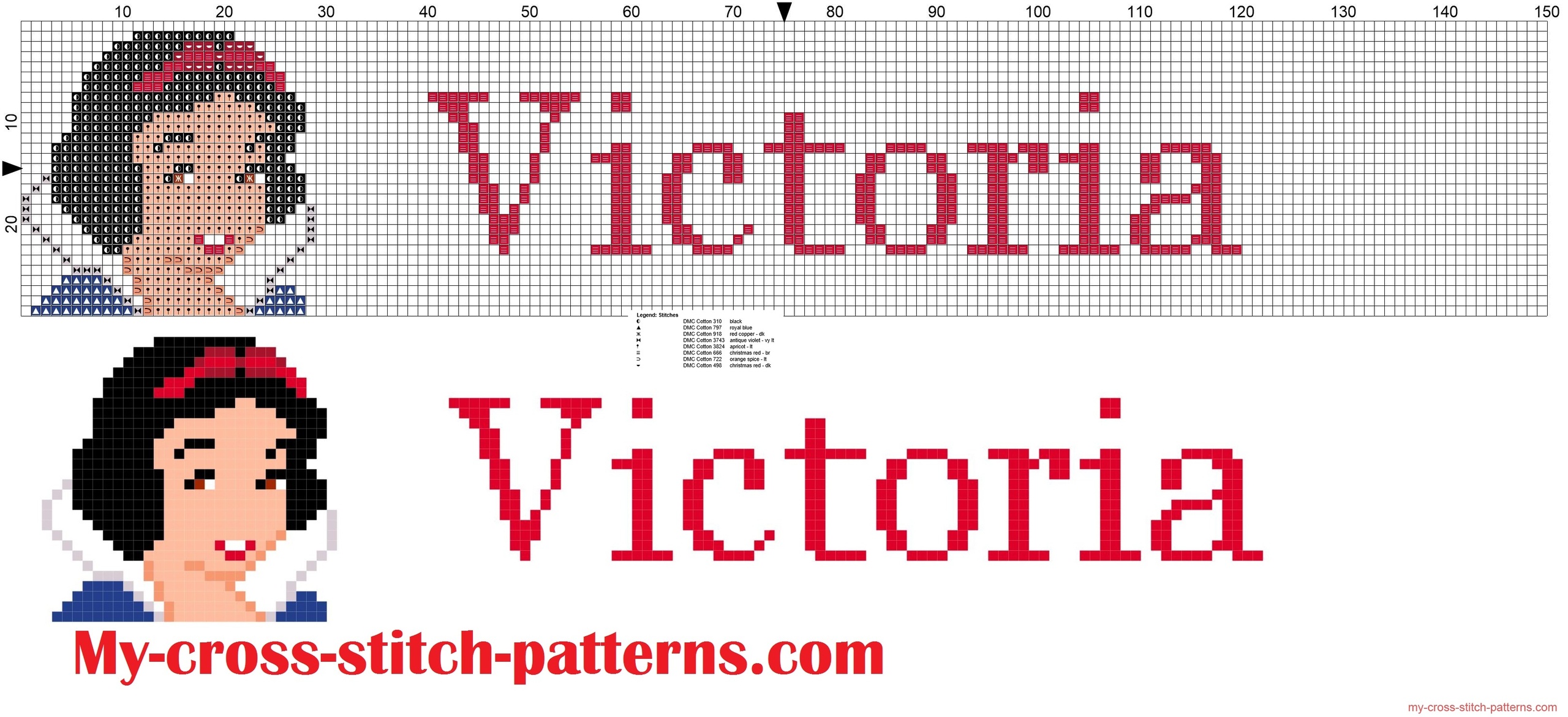 victoria_cross_stitch_pattern_name_with_disney_princess_white_snow