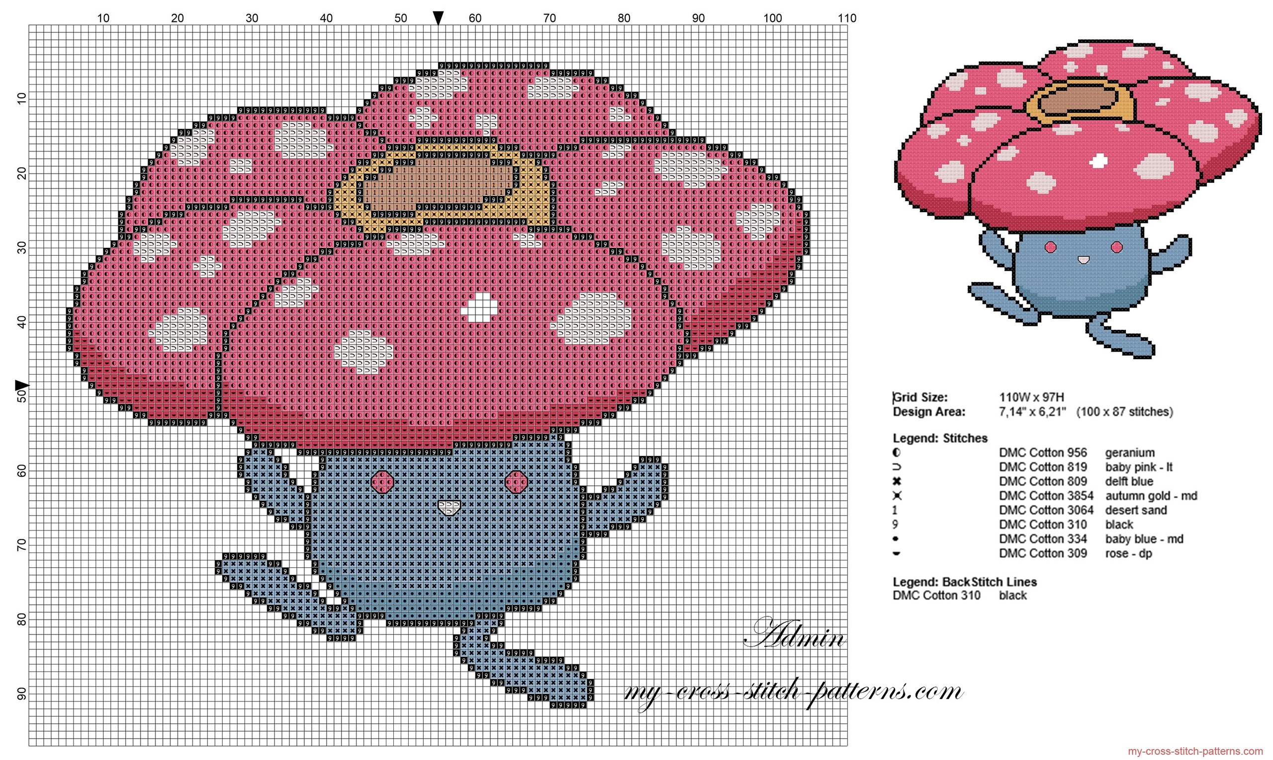 vileplume_pokemon_first_generation_number_045_cross_stitch_pattern