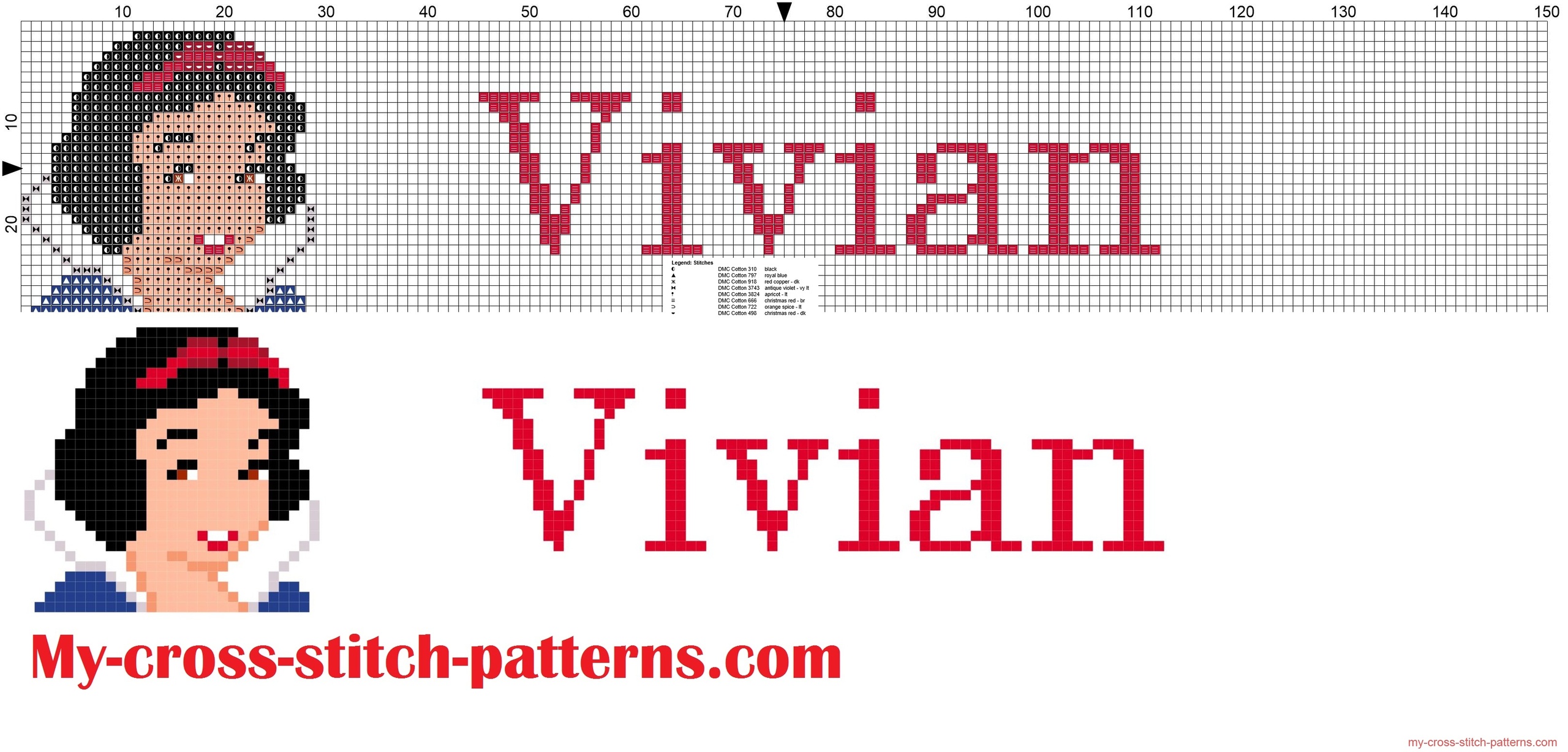 viviam_cross_stitch_pattern_name_with_disney_princess_white_snow