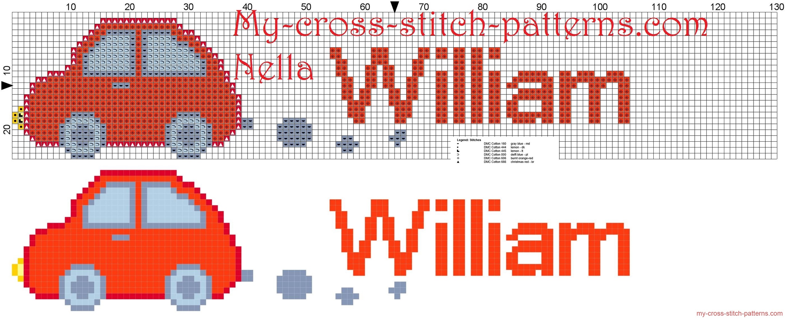 william__name_with_toy_car_cross_stitch_patterns