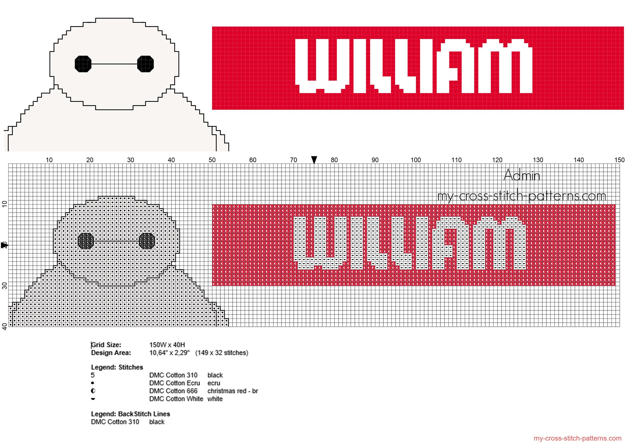 william_cross_stitch_baby_name_with_disney_baymax