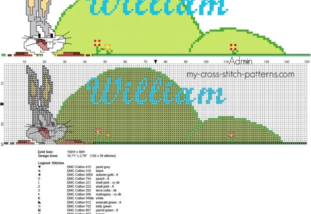 william_cross_stitch_free_name_with_looney_tunes_character_bugs_bunny