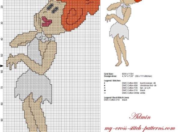 wilma_flintstone_cross_stitch_pattern_58_x_111_stitches_and_5_dmc_colors