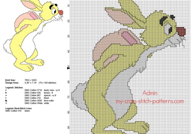 winnie_the_pooh_rabbit_small_back_stitch_cross_stitch_pattern_download