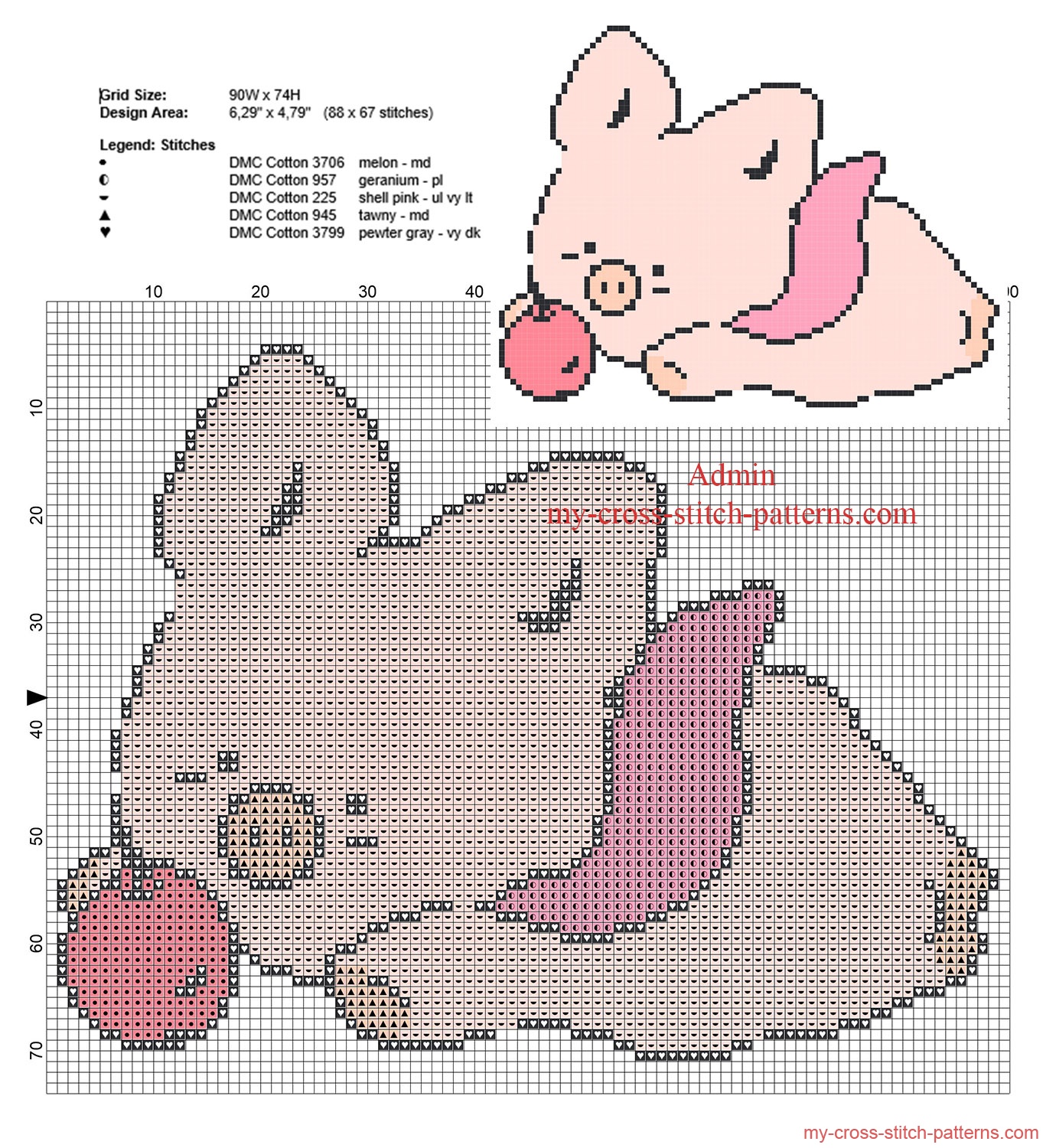zashikibuta_baby_pig_play_with_an_apple_free_simple_small_cross_stitch_pattern