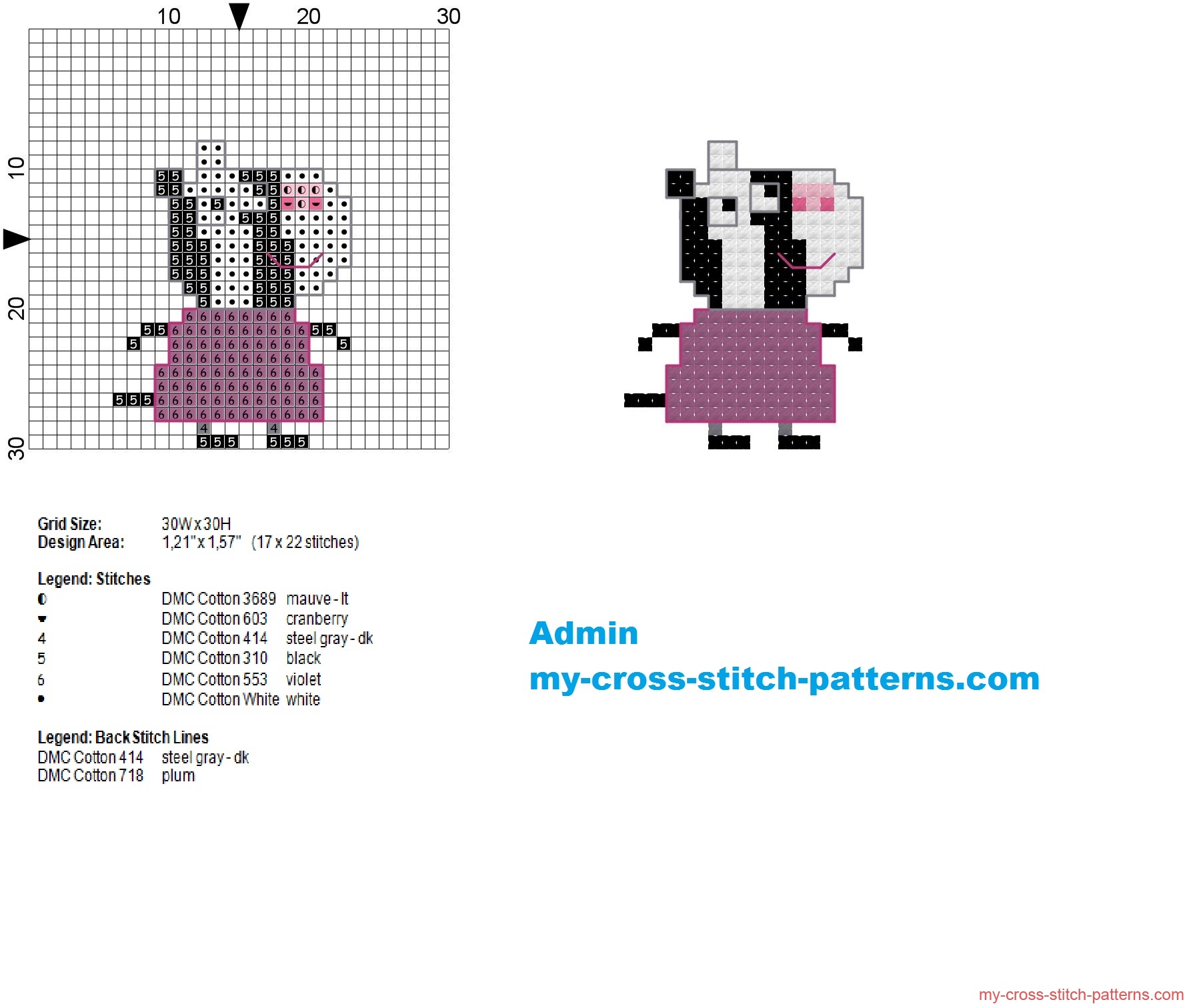 zoe_zebra_peppa_pig_small_free_cross_stitch_pattern_17x22