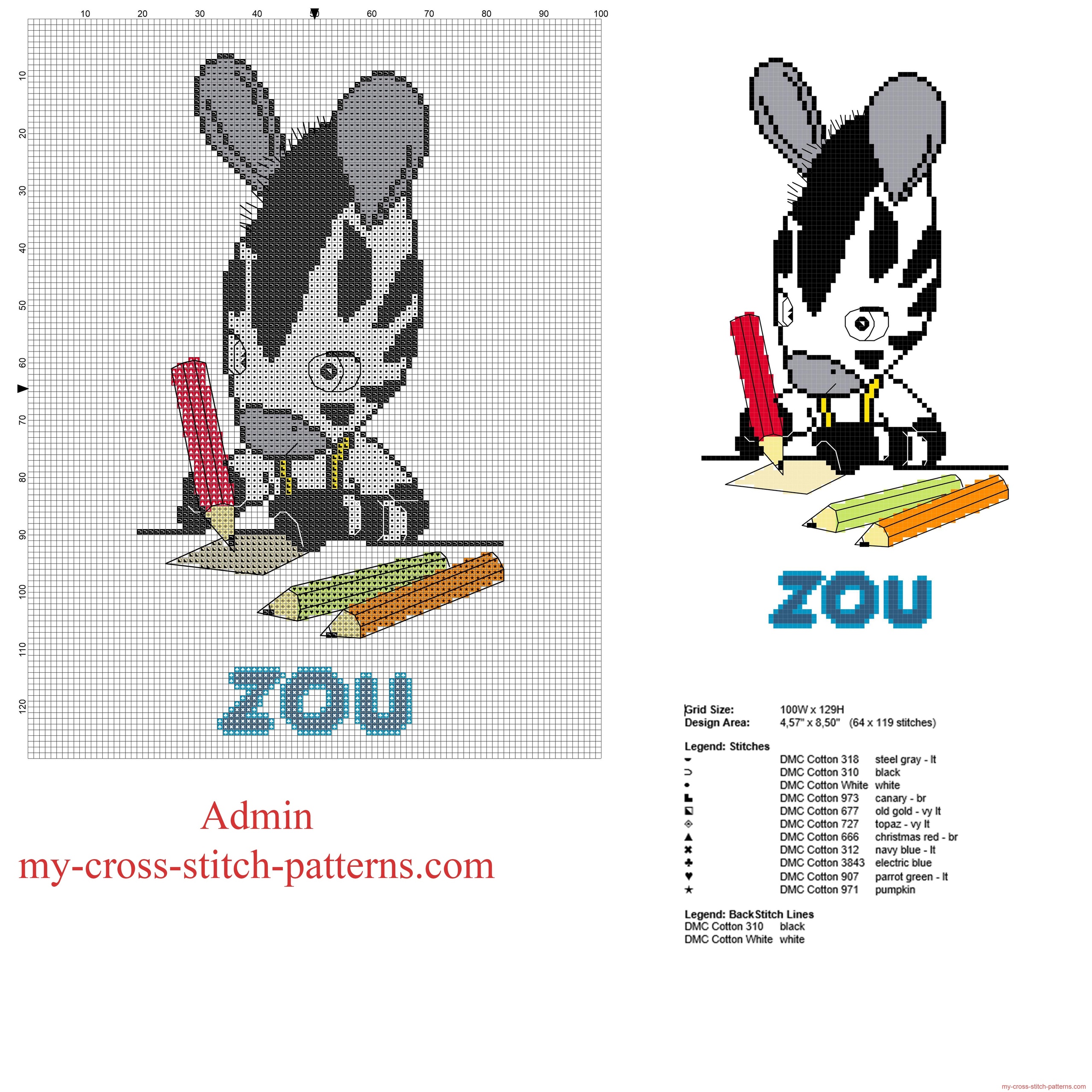 zou_zebra_french_cartoon_does_his_homework_free_cross_stitch_pattern