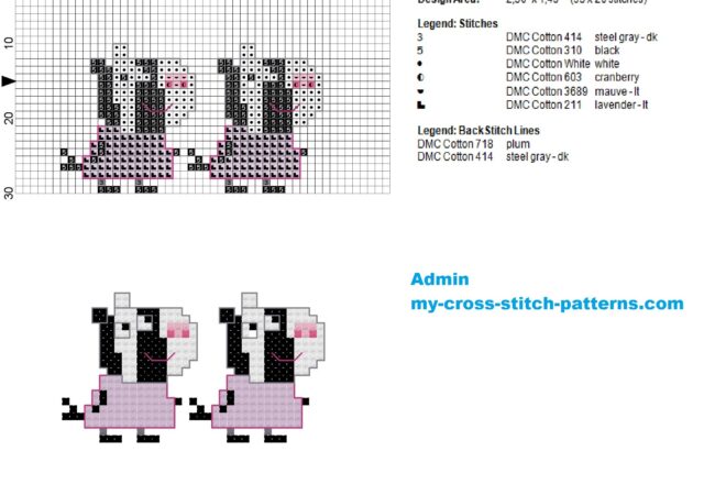 zuzu_and_zaza_zebra_small_cross_stitch_pattern_of_peppa_pig_35x20